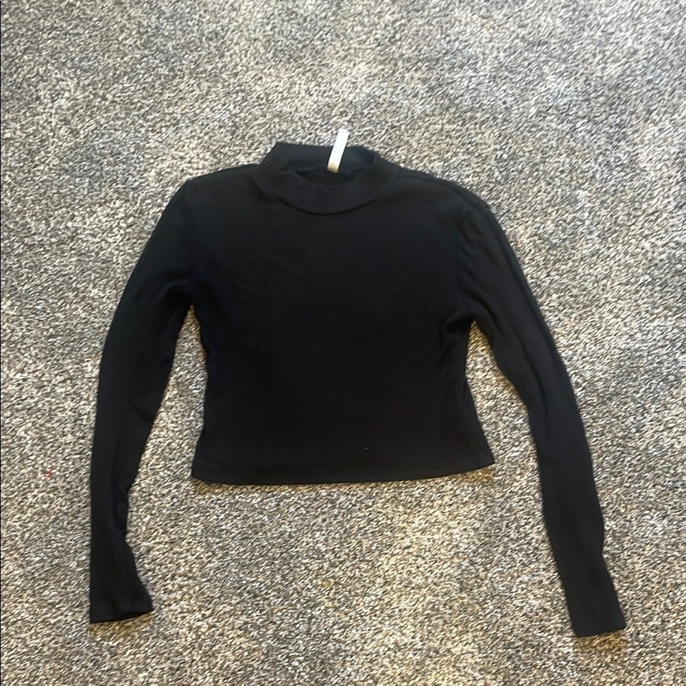 Wallflower Black Fitted Crop Polo Long Sleeve